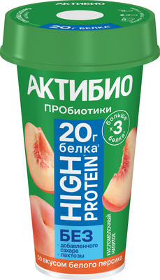 АктиБио питьевая 190гр 1/6шт бел персик