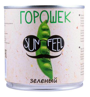 Горошек зеленый ж/б 425мл (265гр) 1/12шт SunFeel РФ