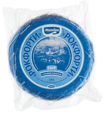 Рокфорти сыр с голубой плесенью 55% круг ~2кг/2кг Минский
