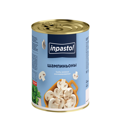 Шампиньоны резанные консервированные ж/б 425гр (200гр) Inpasto Китай