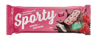 Батончик протеиновый Кокос-Малина 40гр (кор/12шт) SPORTY