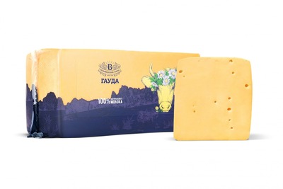 Гауда Беловежская полутв сыр 45% брус ~4.6кг/~18кг Беловежские сыры