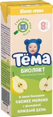 Биолакт 206гр Яблоко/Груша 3,0% (6шт) Тема