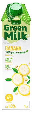 Напиток соевый Тетра Пак со вкусом банана 1л 1/12шт Грин Милк