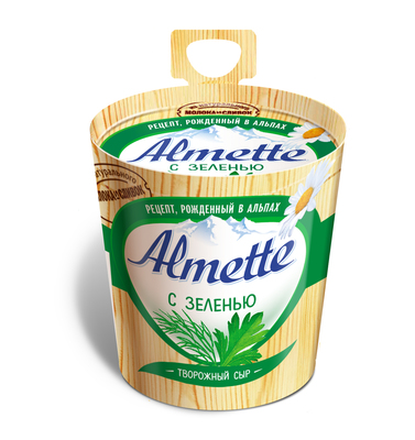 Сыр творожный   Альметте 150гр 60% с зеленью РФ