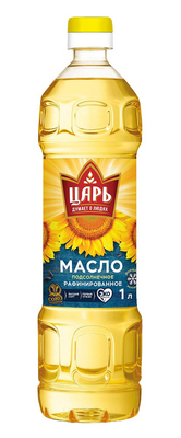 Масло подсолнечное Царь раф дезодорированное в/с 1л 1/15шт РФ