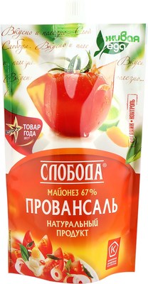 Майонез Провансаль 67% д/пак 400мл(375гр) 1/24шт Слобода РФ