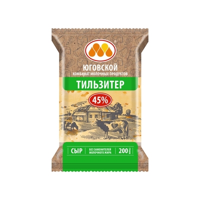 Тильзитер сыр 45% 200гр 1/10шт ЮКМП РФ