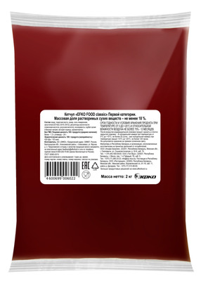 Кетчуп EFKO FOOD classic 1 категория балк 2кг 1/6шт РФ