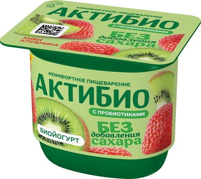 АктиБио Биойогурт 130гр 1/6шт Киви-клубника безлактозный 3%