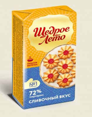 Маргарин Сливочный вкус фольга 72% 200гр 1/50шт Щедрое Лето
