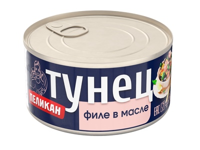 Тунец филе в масле ж/б 185гр (130гр) 1/24шт Пеликан Китай