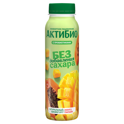 АктиБио Биойогурт 260гр 1/9шт Манго папайя 1,5%
