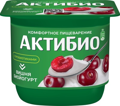 АктиБио Биойогурт 130гр 1/12шт вишня 2,9%