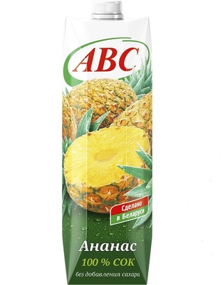Сок ананасовый 100% натуральный т/пак 1л (12шт) АВС РБ