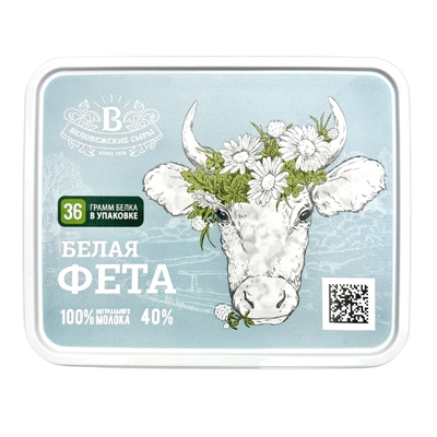 Белая фета сыр м.д.ж.40% 250гр 1/18шт Беловежские сыры