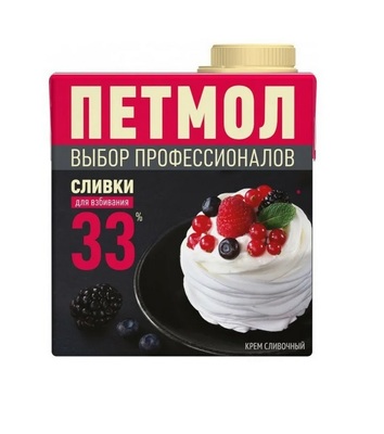 Сливки ТБА 33% ультрапастеризованные 500гр 1/12шт Петмол