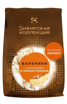 Вареники с картофелем и грибной солянкой 500гр 1/12 шт Сибирская Коллекция