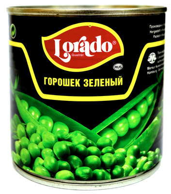 Горошек зеленый ж/б 3000мл (1800гр) 1/4шт Лорадо