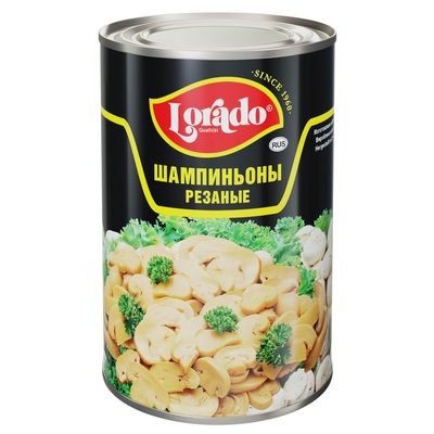 Шампиньоны резаные ж/б 425мл 1/12шт Lorado Китай