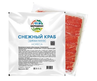 Крабовые палочки имитация Снежный краб заморож 500гр 1/10шт Меридиан РФ