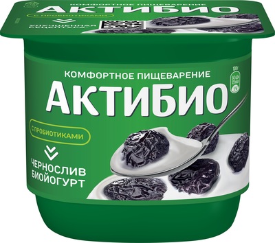 АктиБио Биойогурт 130гр 1/12шт чернослив 2,9%