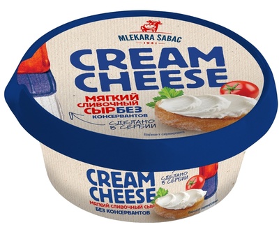 Крем-сыр Cream Cheese сливочный 60% 100гр 1/12шт MLEKARA SABAC A.