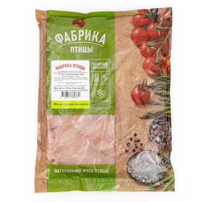Грудка филе кур большое Фабрика Птицы в/у пакет 2,5/15кг+