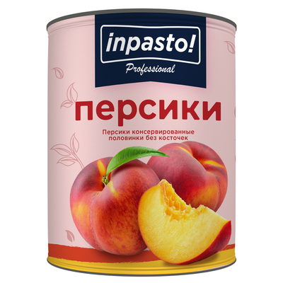 Персики половинки б/к 3000гр (1800гр) Inpasto! Китай