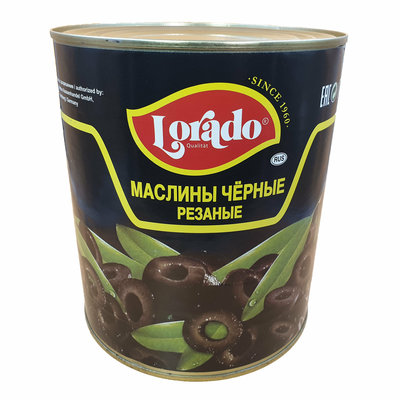 Маслины резаные ж/б 3100мл 1/6шт (1560гр)  Lorado Египет