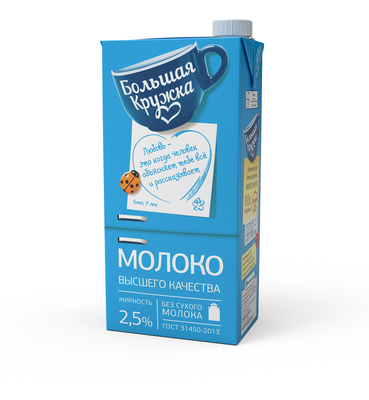 Молоко ТБА 2,5% ультрапастеризованное 1,95л (6шт) Большая Кружка