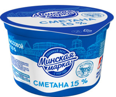 Сметана 15% 180гр (6шт) Минская марка