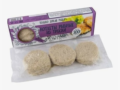 Котлеты рыбные из трески в панировке Россия 300гр/16 шт+
