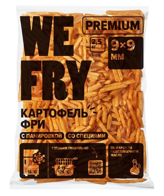 Картофель фри с панировкой 9*9мм 2,5кг 1/5шт Фрайми Premium FMB9