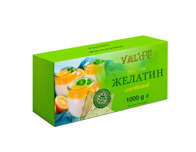 Желатин говяжий листовой 1кг 180+bloom Gold Халяль VAL'DE РФ