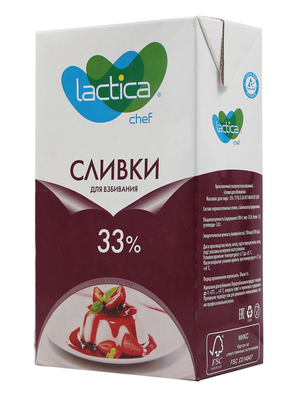 Сливки ТБА 33% ультрапастеризованные 1л 1/12шт Лактика