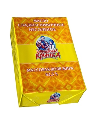 Масло сладкосливочное несоленое 82,5% 1кг 1/8шт Бабушкина крынка