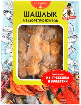 Шашлык из гребешка и креветки с/м Don Kreveton в/у 0,3/2,4 кг+