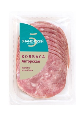 Колбаса Авторская  в/к 100гр нарезка 1/10шт Знаменский