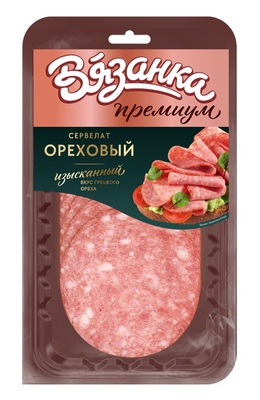 Сервелат Ореховый Вязанка п/к в/у нарезка 90гр 1/10шт Стародворье