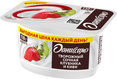 Даниссимо творожный продукт 110гр 1/8шт Сочная клубника и киви 5,6%