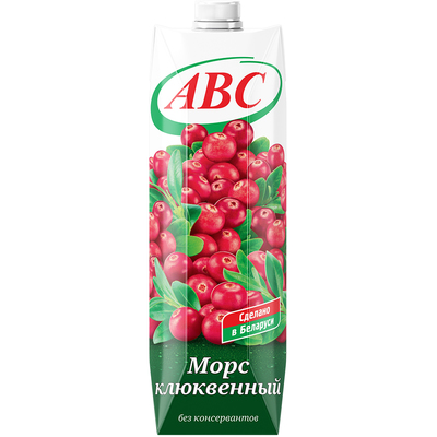 Морс Клюквенный т/пак 1л (12шт) АВС РБ