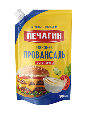 Майонез Провансаль 67% д/пак 800мл 1/15шт Печагин РФ