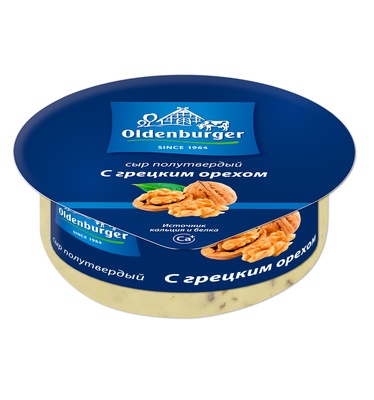 Сыр с грецким орехом Oldenburger 45% 350гр  1/6 шт  цилиндр
