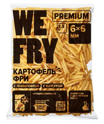 Картофель фри с панировкой 6х6мм 2,5кг 1/5шт Ви Фрай