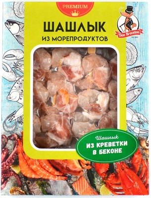 Шашлык из креветки в беконе с/м Don Kreveton в/у 0,3/2,4 кг+