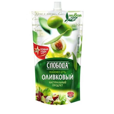 Майонез Оливковый 67% д/пак 400мл(375гр) 1/24шт Слобода РФ