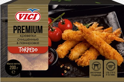 Креветка в панировке очищ б/г с/х Торпедо VICI Вьетнам (DL 321) уп.0,2/2кг