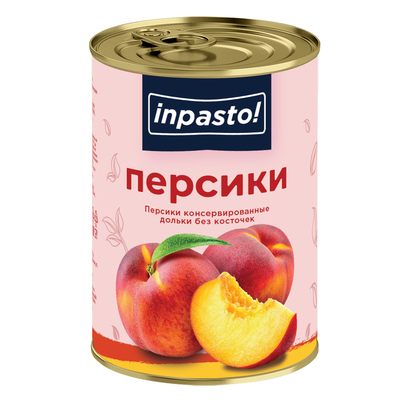 Персики дольки б/к 3000гр (1800гр) Inpasto! Китай