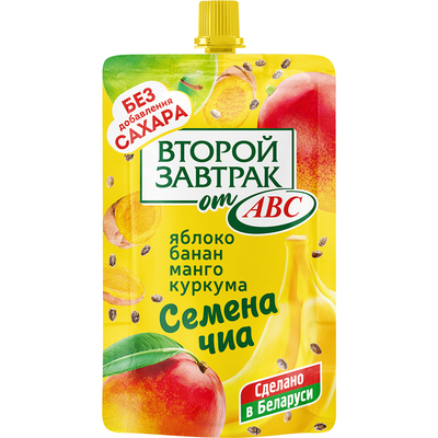 Десерт яблоко,банан,манго с семенами чиа и куркумой  ДОЙ-ПАК 200гр 1/14шт АВС РБ